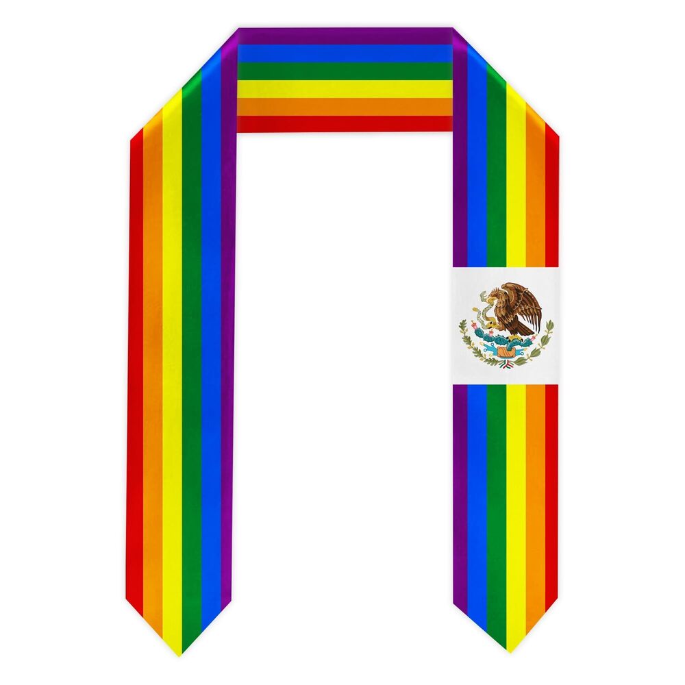 1899 Mexico Mexican American Rainbow Graduation Stole LGBT Double Layer